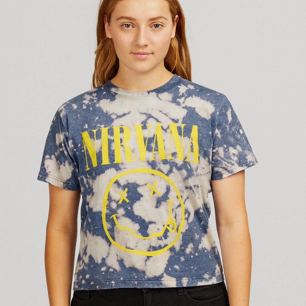 Nirvana Tie-Dye T-Shirt - Blue and‎ Yellow Size Medium